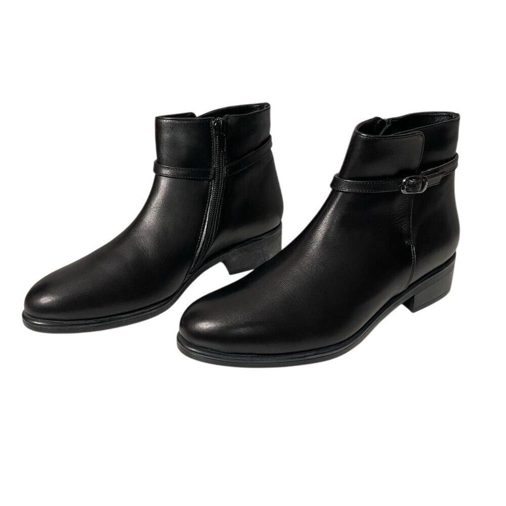 Italian Shoemakers Women's Black Leather Ankle Booties Size 7.5